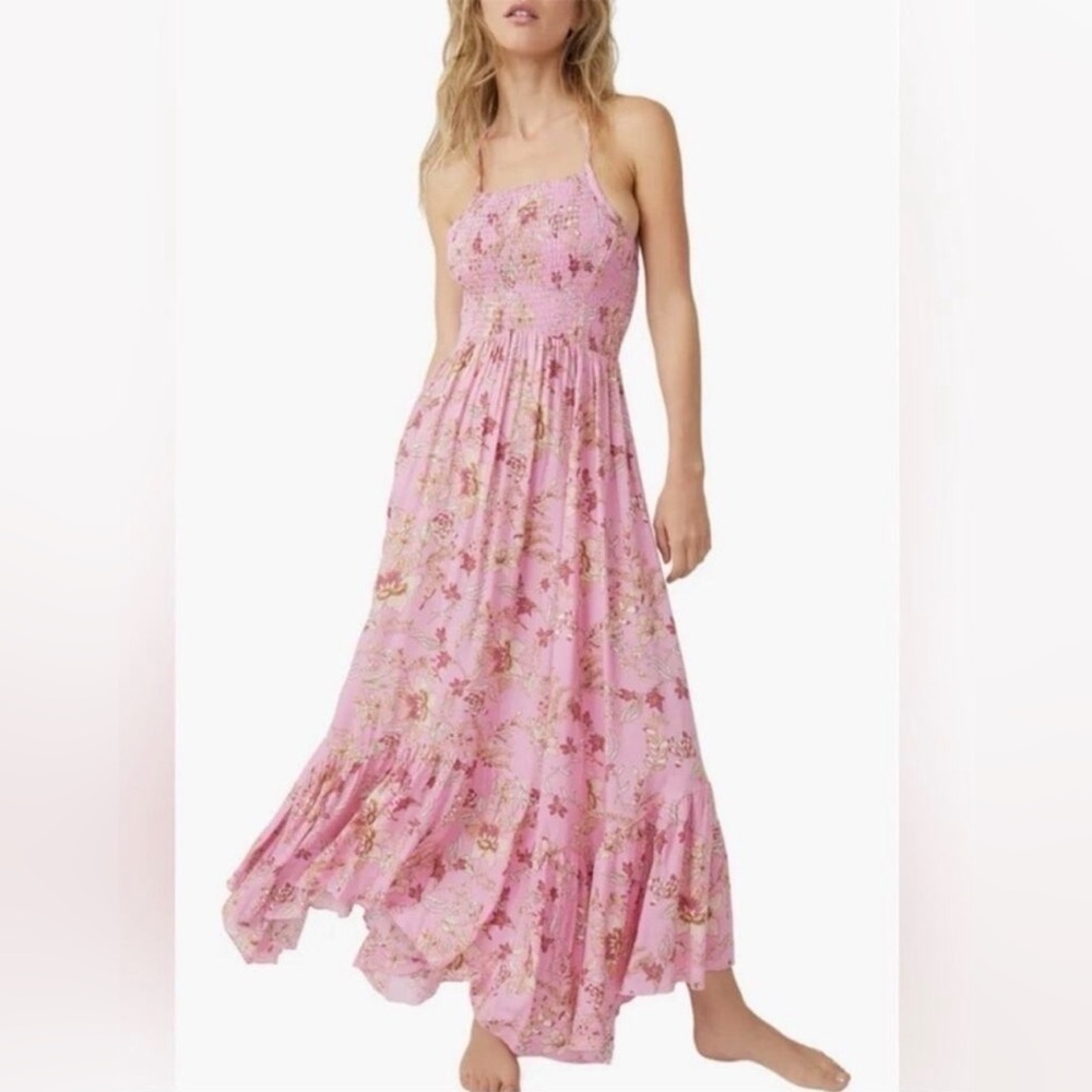 Free People Pink Floral Maxi Dress